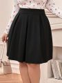 SHEIN Frenchy Women's Plus Size Pleated Short Skirt