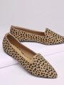 Cheetah Print Pointed Toe Slip On Ballet Flats