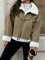 SHEIN Essnce 2023 New Arrival Simple Warmth Quilted Winter Jacket With Lining, Fashionable Trendy Style