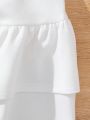 SHEIN Kids CHARMNG Big Girls' Elastic Waist Layered Cake Skirt Half Skirt 2pcs/Set