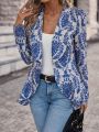 SHEIN Clasi Allover Print Open Front Coat