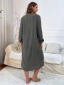 Bear & Letter Embroidery Plush Sleepwear Dress