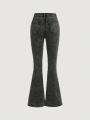 SHEIN Teen Girls' Fashionable Flared Jeans With Button Closure