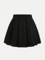 SHEIN Kids SUNSHNE Girls' Woven Corduroy Solid Color Loose Fit Casual Skirt
