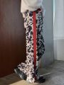 FRIFUL Women's Full Printed Patchwork Wide Leg Pants With Side Split