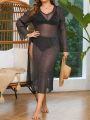 SHEIN Swim Vcay Plus Size Sheer Mesh Split Cover Up