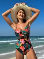 SHEIN Swim Vcay Women'S Floral Printed One Piece Swimsuit
