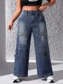 SHEIN ICON Plus Size High Waist Straight Leg Workwear Jeans