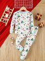 Young Girl Christmas Print PJ Set