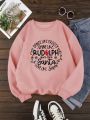 Slogan Graphic Thermal Lined Sweatshirt