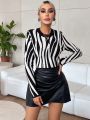 SHEIN Privé Zebra Striped Pattern Sweater