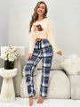 Bear Print Long Sleeve & Long Pants Pajama Set