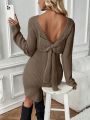 SHEIN Frenchy Bow Backless Sweater Dress