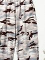 SHEIN Kids SPRTY Boys' Loose Fit Camouflage Woven Jogger Pants