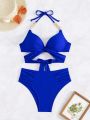 SHEIN Swim Chicsea Chain Halterneck Bikini Swimsuit