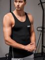 Men Letter Graphic Top-stitching Sports Tank Top