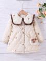 Little Girls' Fashionable Plus Velvet & -padded Jacket Winter Warm Coat For Children