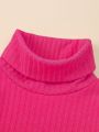 SHEIN Kids EVRYDAY Young Girl Turtleneck Thermal Lined Tee