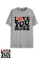 GOLDENLINE Plus Size Heart Printed Oversized Long T-Shirt With Round Neckline