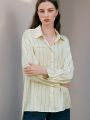 Anewsta Women's Striped Drop Shoulder Long Sleeve Shirt