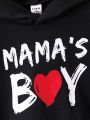 Boys Baby Heart & Letter Graphic Hoodie