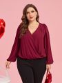 SHEIN Clasi Valentine's Day Plus Size Women's Back Patchwork Lace Blouse