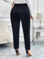 SHEIN Clasi Women's Plus Size Belted Tapered Suit Pants