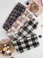 3pcs Plaid Print Elastic Waist Sleep Pants