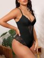 Plus Size Lace Splice Bodysuit