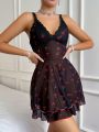 Women's Cherry Printed Cami Sleep Dress