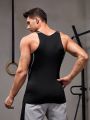 Men Letter Graphic Top-stitching Sports Tank Top