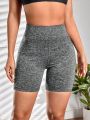 Yoga Basic Mesh Insert Wideband Waist Sports Shorts With Phone Pocket