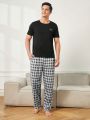 Men'S Letter Printed Short Sleeve Pajama Set
