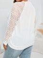 SHEIN LUNE Plus Contrast Lace Raglan Sleeve Sweatshirt