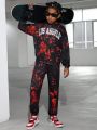 SHEIN Kids HYPEME Tween Boy Letter Graphic Tie Dye Hoodie & Sweatpants