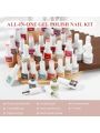 SAVILAND 42PCS Gel Nail Polish Set–Soak-off U V Gel Polish Kit with Base & Glossy Matte Top Coat PH Bond,32 Fall Colors Red Glitter Gel Polish Set Manicure Kit with Nail Brush for DIY Nail Girl Gift