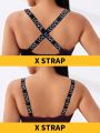 Yoga Basic Plus Size Printed Shoulder Strap Full Cup Bra