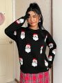 SHEIN Qutie Women's Christmas Santa Claus Pattern Round Neck Sweater