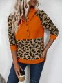 Women's Leopard Print Raglan Sleeve Hooded Sweatshirt