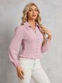 SHEIN Frenchy Women'S Solid Color Puff Sleeve Shirt