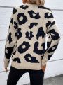 Leopard Pattern Drop Shoulder Sweater