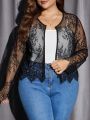 SHEIN LUNE Plus Open Front Lace Jacket