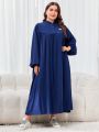 Plus Size Solid Color Bell Sleeve Dress