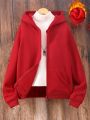 Teenage Girls' Solid Color Hooded Fleece Sweatshirt