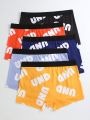 Men's Letter Printed Boxer Briefs (5 Pieces Set)