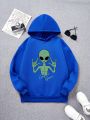 Teenage Boys' Casual Cartoon Printed Long Sleeve Hoodie, Suitable For Autumn And Winter