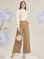 SHEIN Modely Women'S Chain Embellished Loose Suit Pants