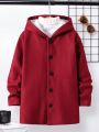 SHEIN Tween Boy 1pc Thermal Lined Hooded Overcoat