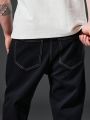 Men Plus Solid Straight Leg Jeans