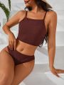 SHEIN Swim Basics Texture Material Women'S Cami Bikini Set